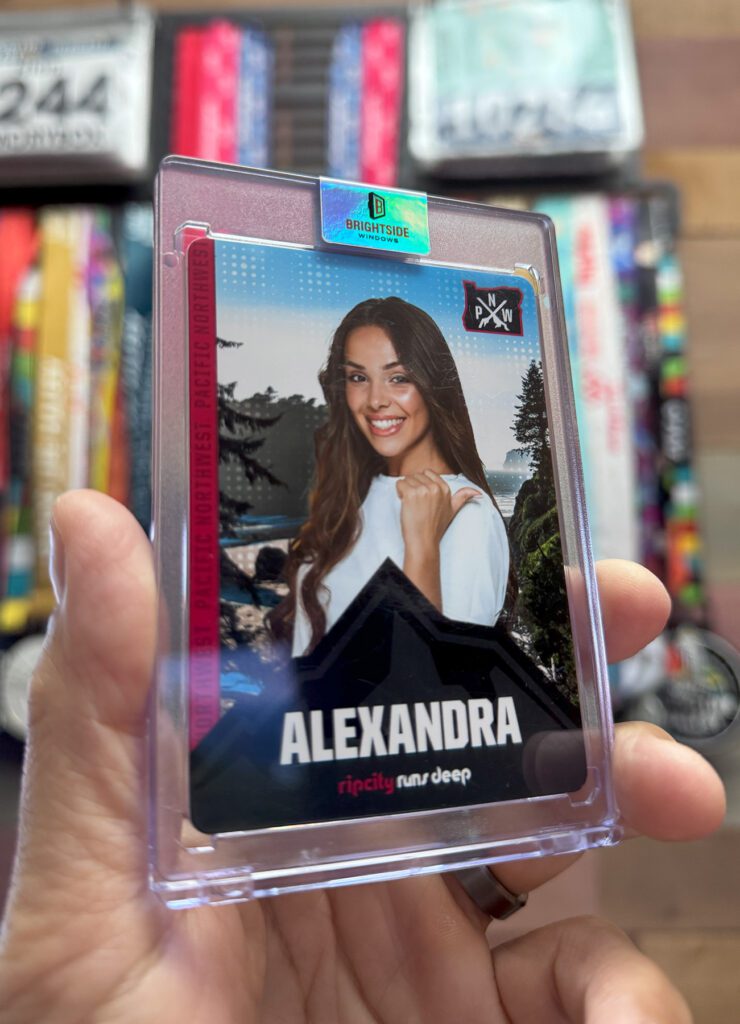 Custom trading card photo booth with branded cards for a Denver Convention