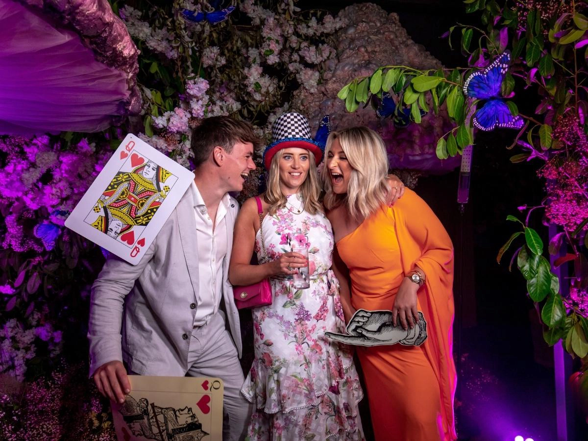 Guests posing in a Photo booth rental for a Corporate Gala in Fort Collins, Colorado