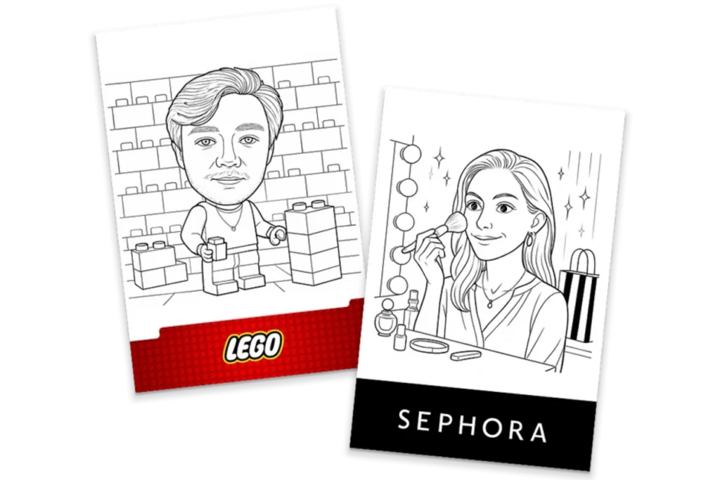 Branded Draw ME Bot sketch sheet for corporate events and brand activations