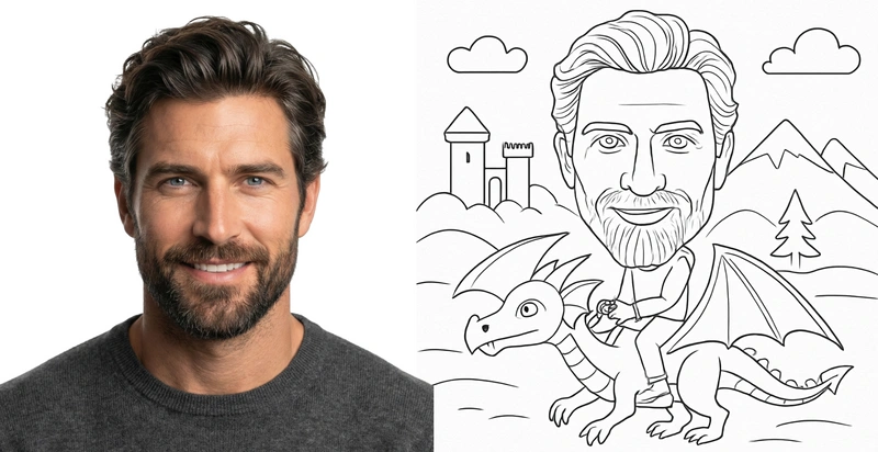 Original photo and AI sketch comparison created with Draw ME Bot