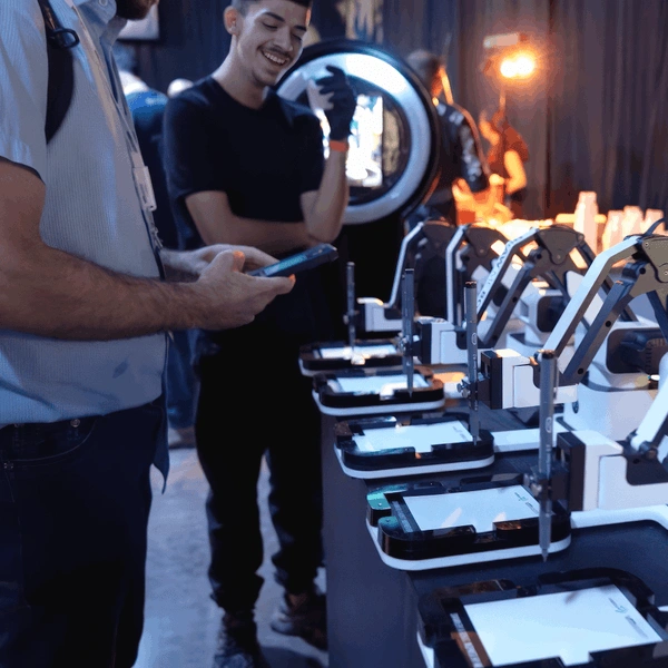 Draw ME Bot creating custom robotic AI sketches live for Colorado events