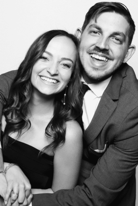 Black and White Glam Booth for Luxury Weddings Guests attending a black and white glam booth wedding with photo booth