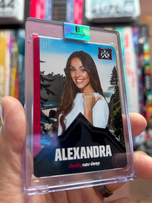 Custom trading card photo booth with branded cards for a Denver Convention